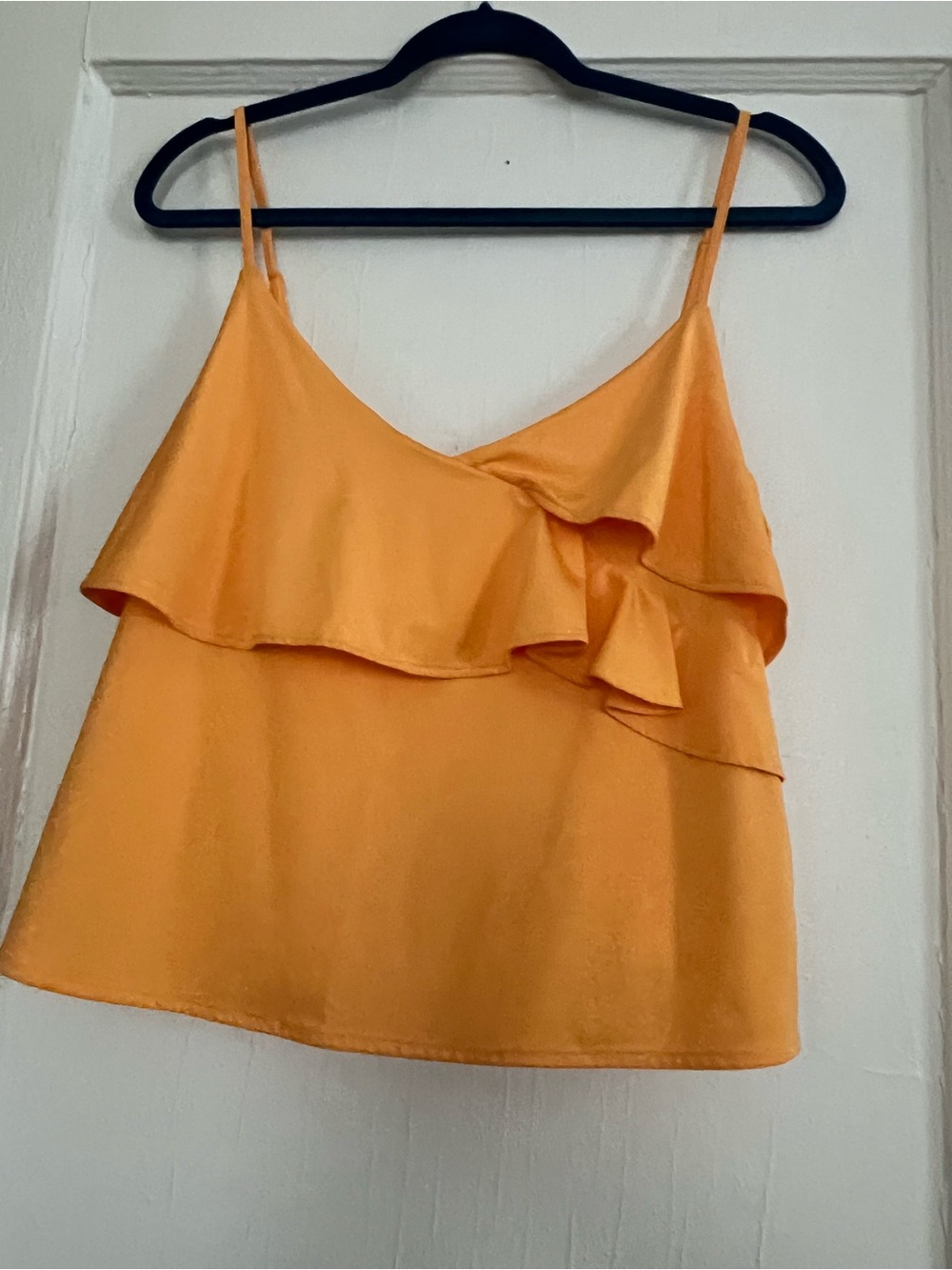 H&M Orange Ruffle Satin Camisole